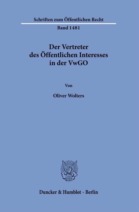 Image du produit Der Vertreter des Öffentlichen Interesses in der VwGO (Allemand, Oliver Wolters, 2022)
