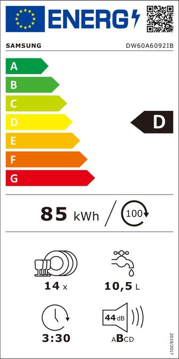 Energie-Label Samsung DW60A6092IB