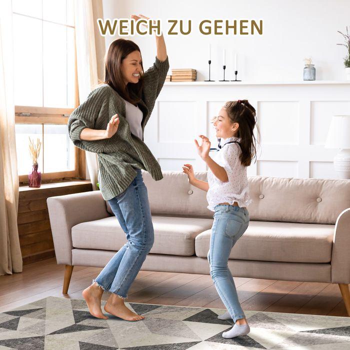 Produktbild Swisshandel24 Teppich mit geometrischen Formen, Vliesbeschichtung, 120x170cm, Dunkelgrau + Hellgrau (170 x 120 cm)