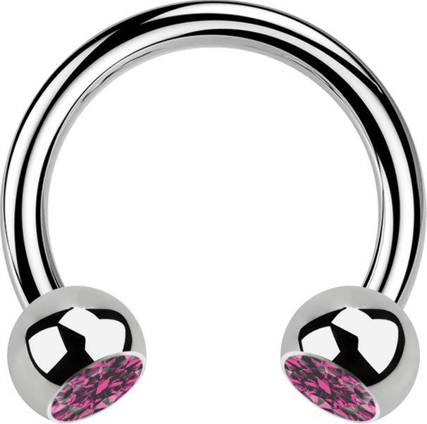 Immagine prodotto Star Piercing Micro Circular Barbell argento con due sfere di cristallo rosa (Titanio G23, senza ottone)