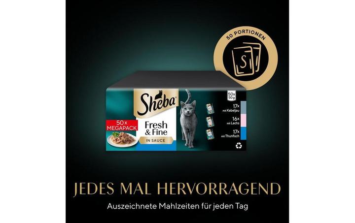 Actual product image Sheba Nassfutter Sauce mit Kabeljau, Lachs und Thunfisch, 50 (Adult, 250 g)