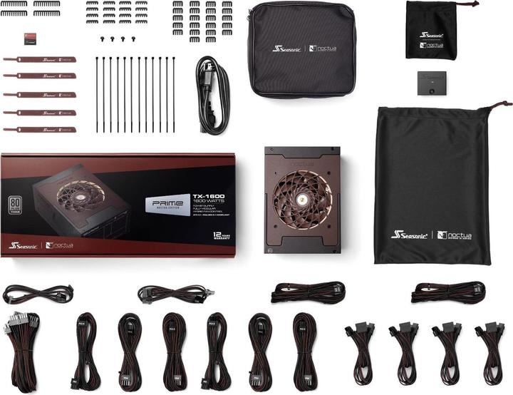 Produktbild Noctua PRIME TX-1600 Edition (schwarz, 2x 12VHPWR, 6x PCIe, Kabel-Management, 1600 Watt) (1600 W)