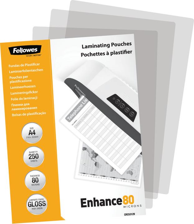 Actual product image Fellowes Enhance 80 (A4, 250 Piece, 80 µm)