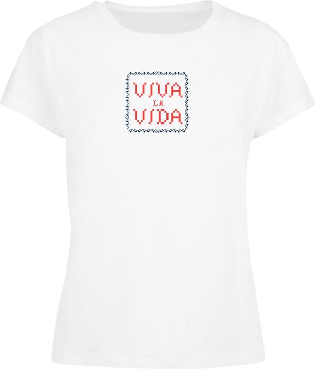Merchcode Ladies Frida Kahlo - Pixels viva la vida Box Tee - 118575
