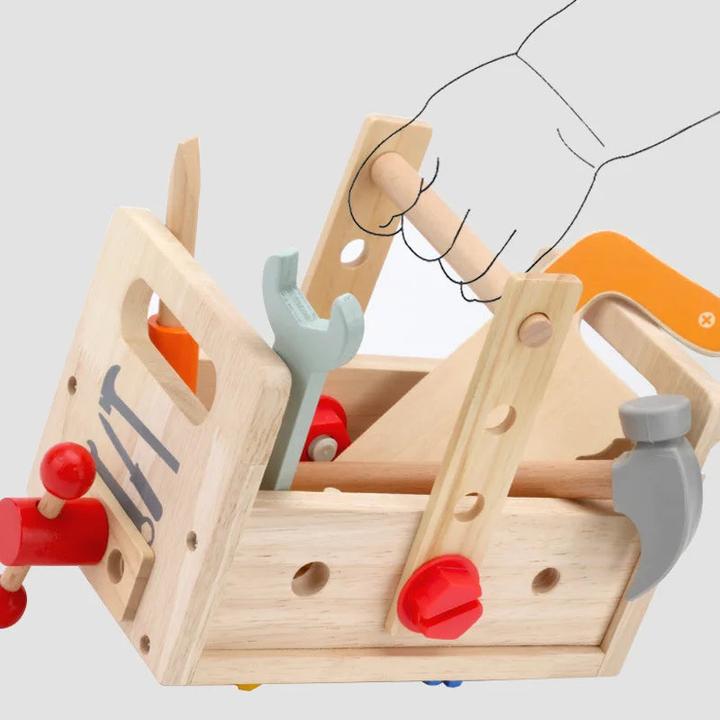 Produktbild Activity Board Kinder hölzerne Werkzeugkasten Pretend Play Set Mutter Demontage Schraube Montage Simulation