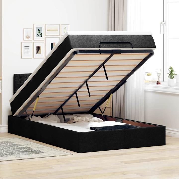 Actual product image VidaXL Ottoman bed with mattresses black 200x200 cm fabric (200 x 200 cm)