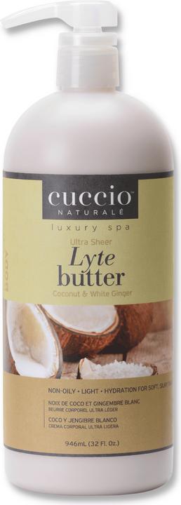 Cuccio Lyte Butter Lotion - Coconut & White Ginger (Körperlotion, 946 ml)