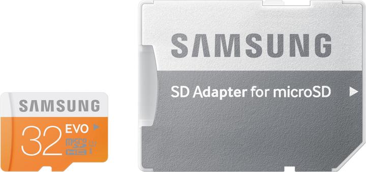Produktbild Samsung EVO microSDHC mit Adapter (32 GB, microSDHC, U1, UHS-I)