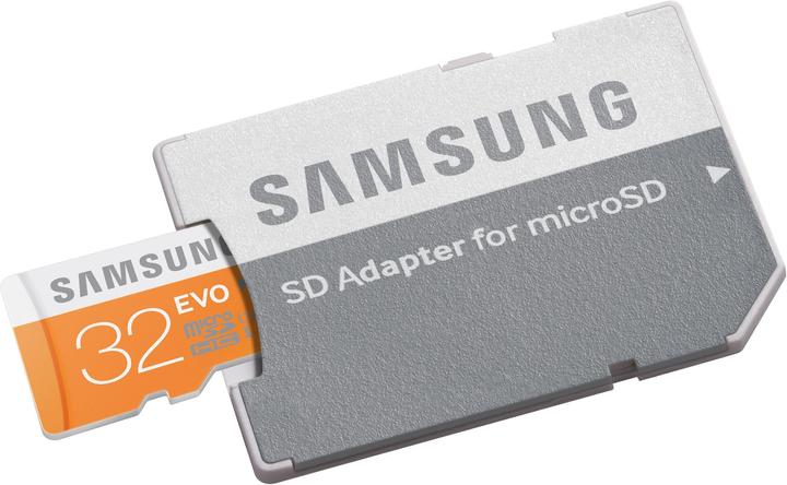 Produktbild Samsung EVO microSDHC mit Adapter (32 GB, microSDHC, U1, UHS-I)