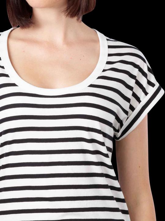Actual product image Marc O'Polo Deep Round Neck T-Shirt Short Sleeve Multi/Black (XXS)