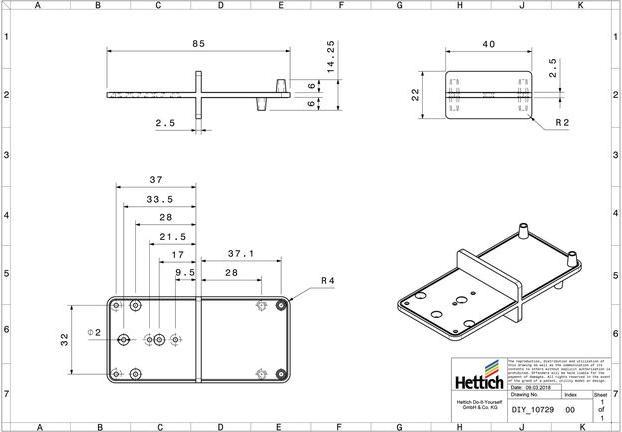 Produktbild Hettich Ankrn-Schablone (Lochplatte, 1 Stk.)