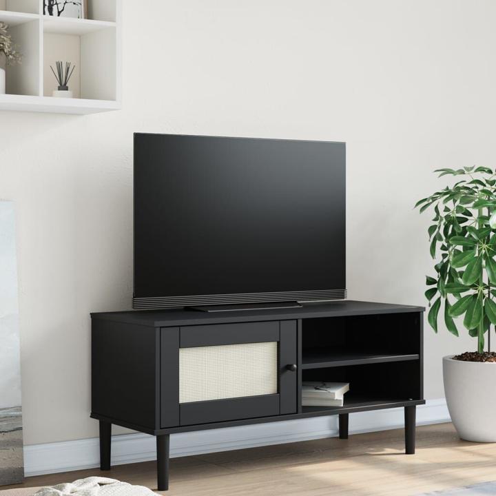 Produktbild VidaXL TV-Schrank SENJA Rattan-Optik Schwarz 106x40x49 cm