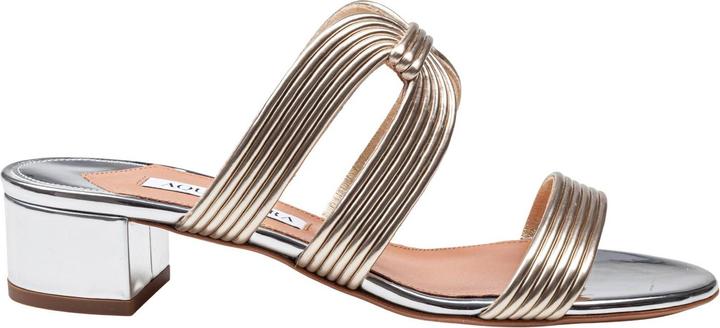 Produktbild Aquazzura mule esencia 35 in laminated leather color light gold/silver (40)