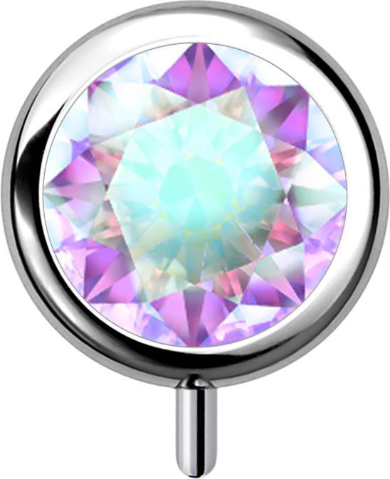 Produktbild Star Piercing Threadless Zylinder silber front Kristall multicolor (ohne Messing, Titan G23)