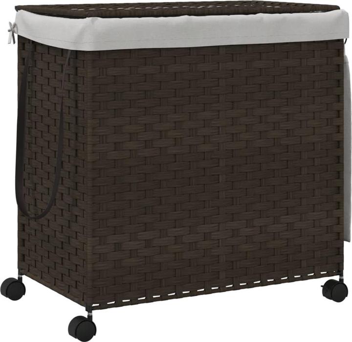 Actual product image VidaXL Laundry basket with castors Dark brown 60x35x60.5 cm
