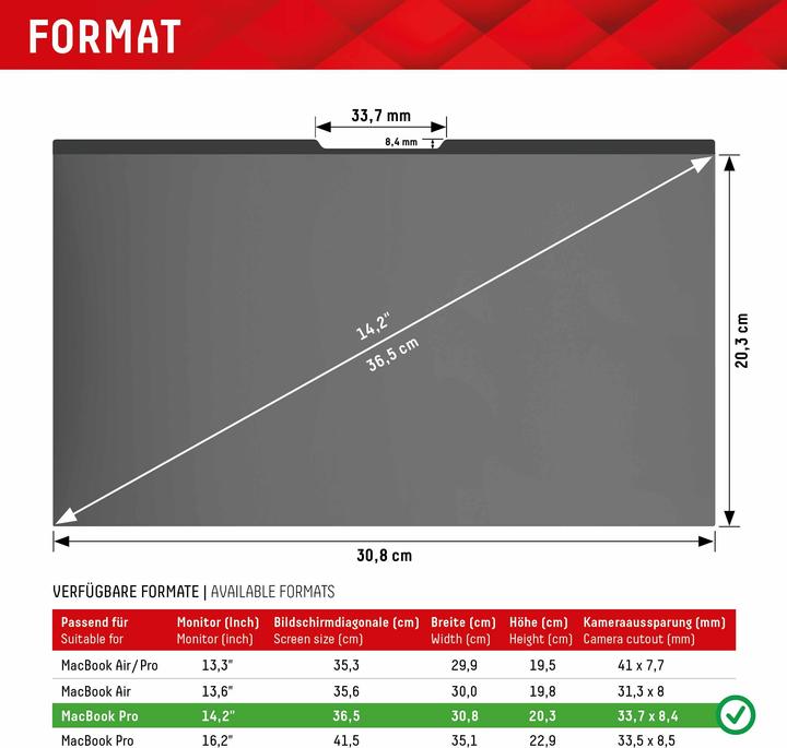 Actual product image Displex Privacy Safe, Laptop Blickschutzfilter (14.20", 16 : 9)
