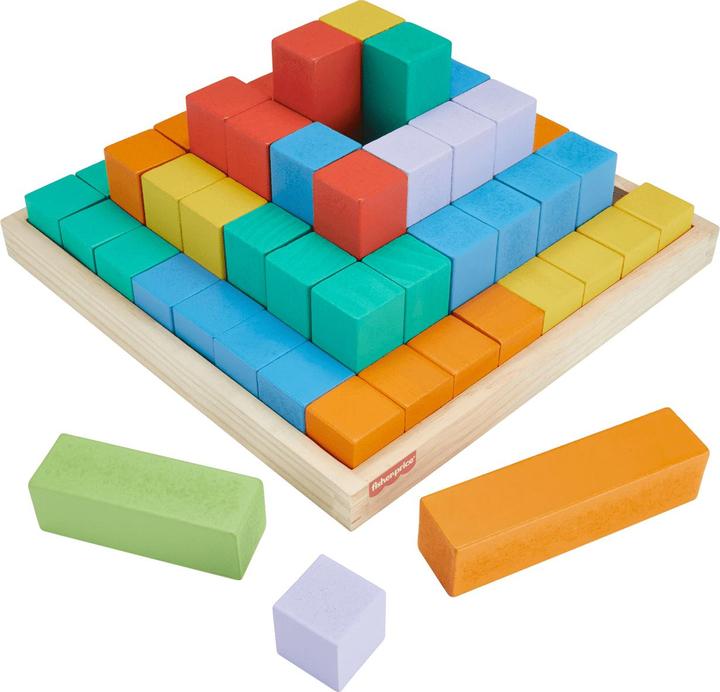 Fisher-Price Blocs de construction en bois multicolores