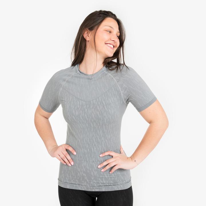 Actual product image Kipsta Funktionsshirt Fussball kurzarm Keepdry 500 Wärmekomfort Damen/Herren grau (L)