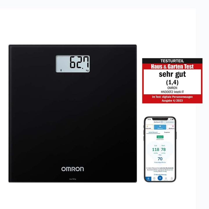 Productafbeelding Omron HN300T2 Intelli IT Rechthoek Zwart Elektronische personenweegschaal (150 kg)