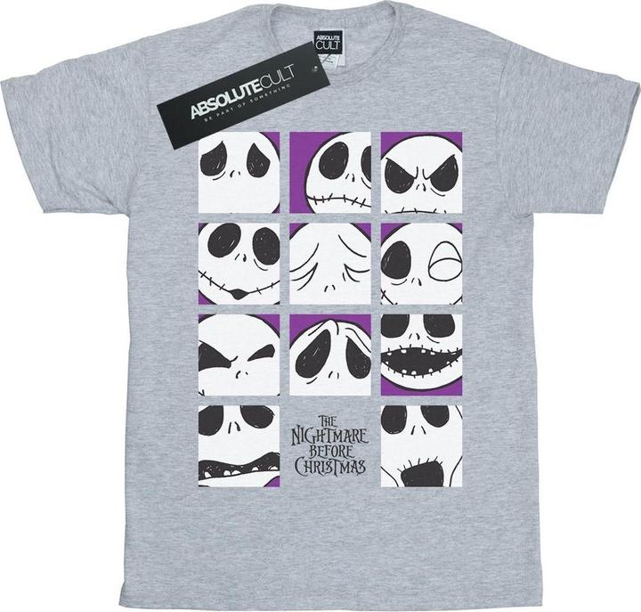 Actual product image Disney Womens/Ladies Nightmare Before Christmas Many Faces Of Jack Squares Cotton Boyfriend T-Shirt (L)