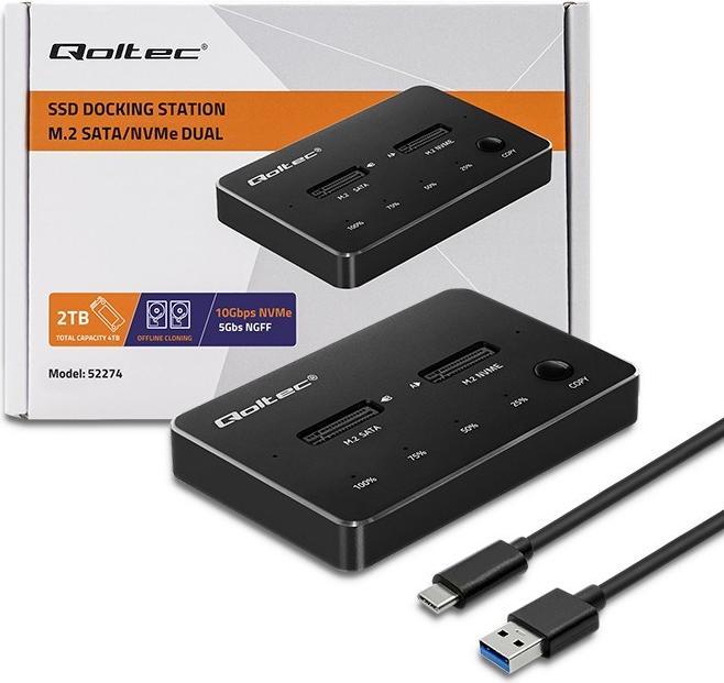 Actual product image Qoltec M.2 SSD drive docking station