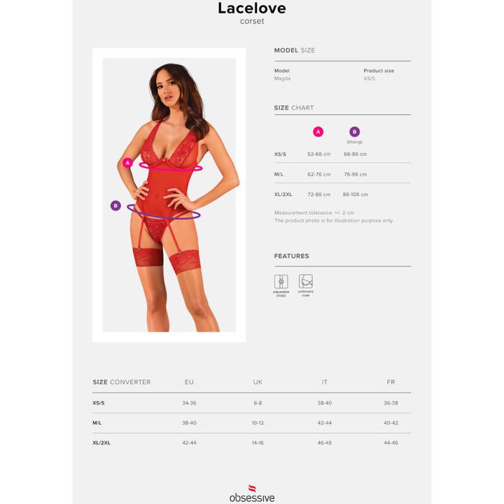 Immagine prodotto Obsessive Corsetto Lacelove Rosso Xl/Xxl (XXL)