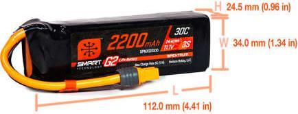Produktbild Spektrum 2200mAh 3S 11.1V Smart G2 LiPo 30C IC3 (11.10 V, 2200 mAh)