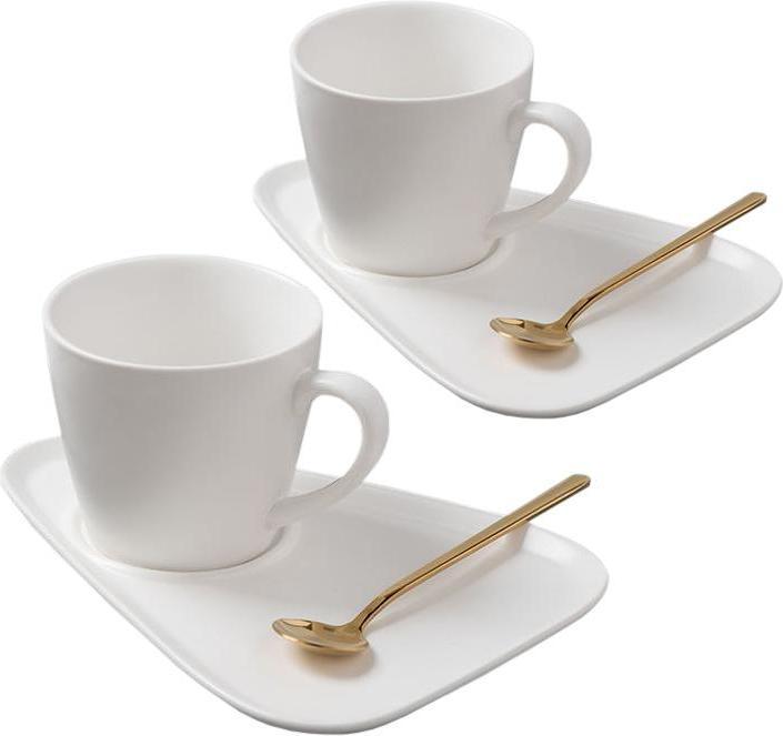 Actual product image JTI Set of 2 cups, saucers and teaspoons - White (1 x)