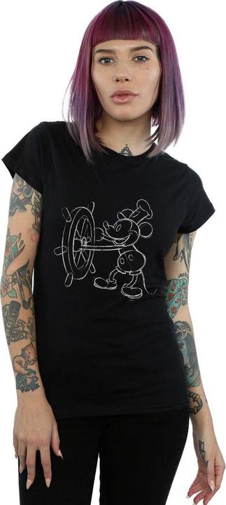 Immagine prodotto Disney Mickey Mouse Steamboat Sketch Maglietta Donna (XXL)