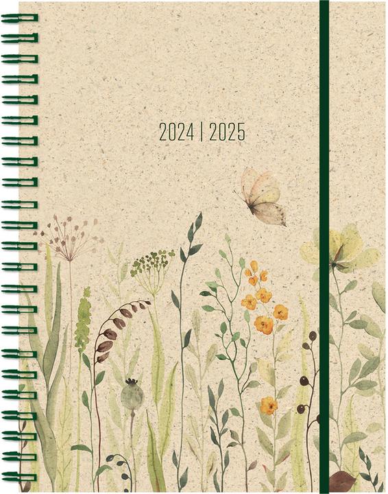 Produktbild Simplex Schüleragenda Graspapier 24/25 500410.25 1W/2S 12M Flowers ML 12x16.5cm (12 x 16.5 cm, Deutsch)