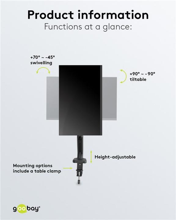 Image du produit Goobay Support de moniteur avec vérin à gaz (Tables, 32")