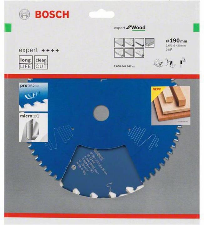 Produktbild Bosch Professional Zubehör Kreissägeblatt Expert for Wood, 190 x 30 x 2,6 mm, 24