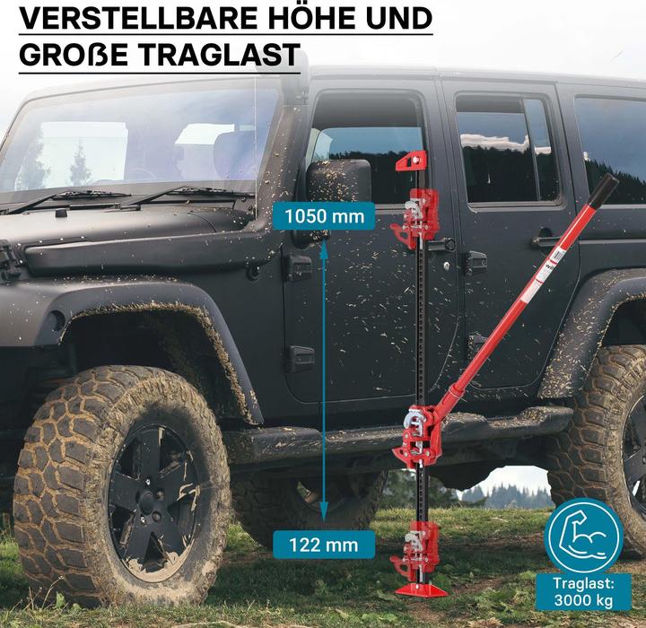 Produktbild Wiltec Wagenheber 48" 3000kg bis 105cm Offroad Farm Jack Geländewagen Stockwinde