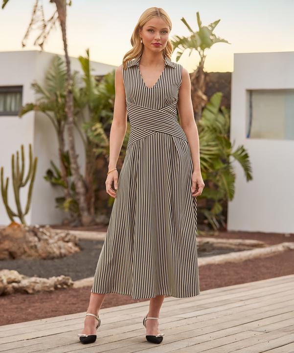 Produktbild Joe Browns Monochrome Striped Sleeveless Collared Midi Dress (10)