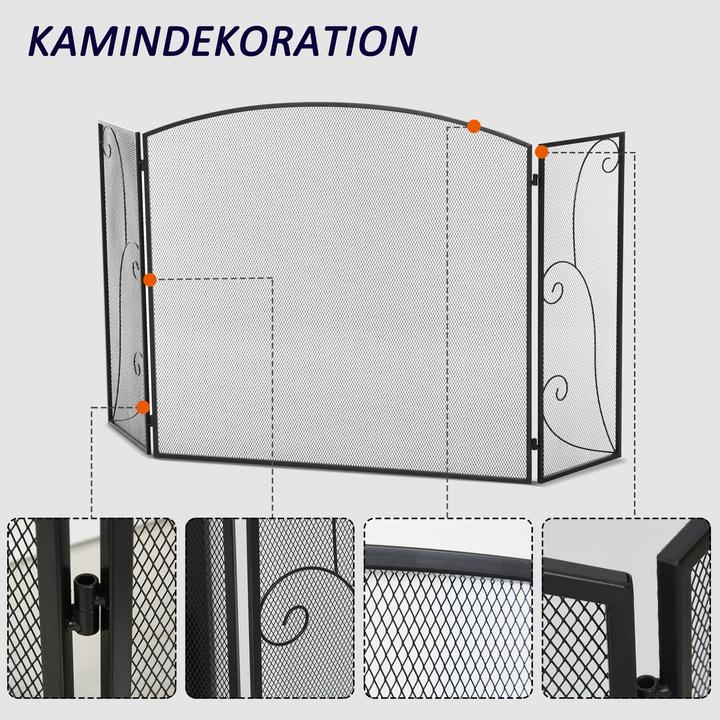 Actual product image Homcom Fireplace grille with three panels (132.5 x 76.5 cm)
