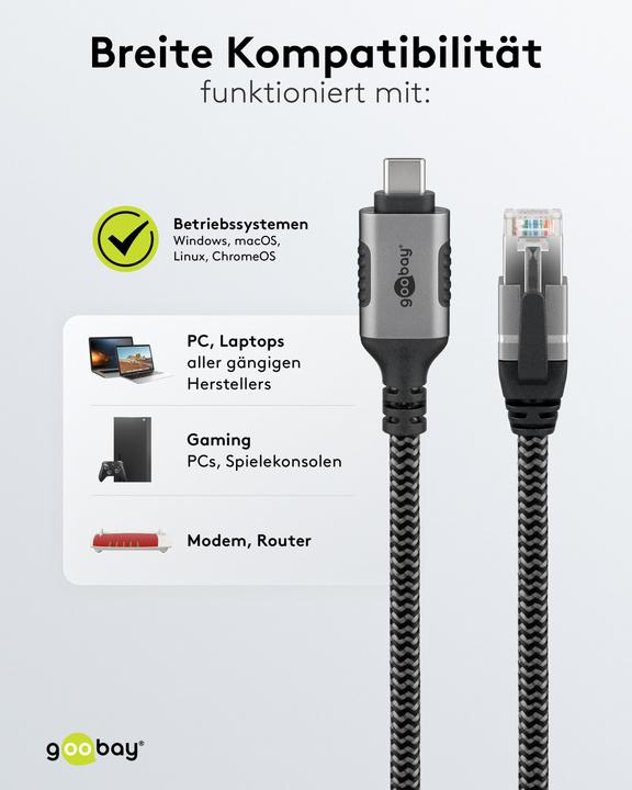 Actual product image Goobay Ethernet cable USB-C to RJ45 (USB 3.1, RJ45 (1x))