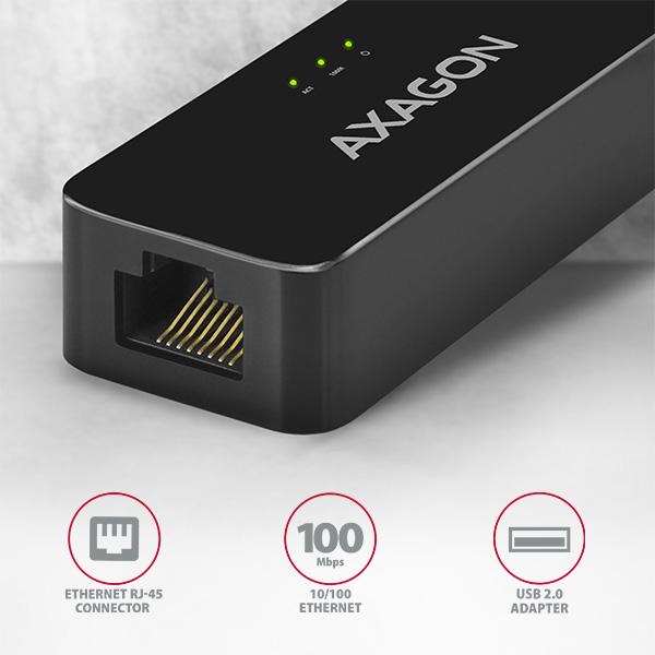 Image du produit Axagon ADE-XR Adaptateur Fast Ethernet 10/100 - USB 2.0 type A (USB 2.0, RJ45 (1x))