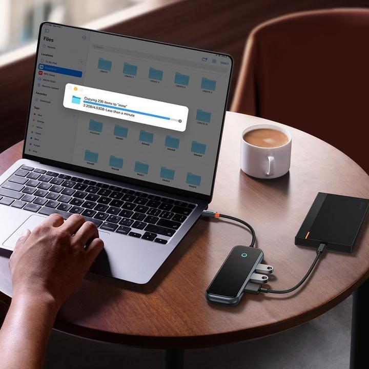 Image du produit Baseus AcmeJoy 4-Port Type-C HUB AdapterType-C to USB3.0*3+Type-C PD&Data *1Dark Gray (USB-C, 4 Ports)