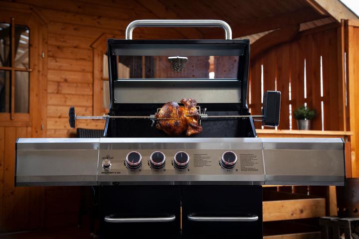 Produktbild Grillfürst Universal Drehspiess / Rotisserie Set aus verchromtem Stahl mit Motor