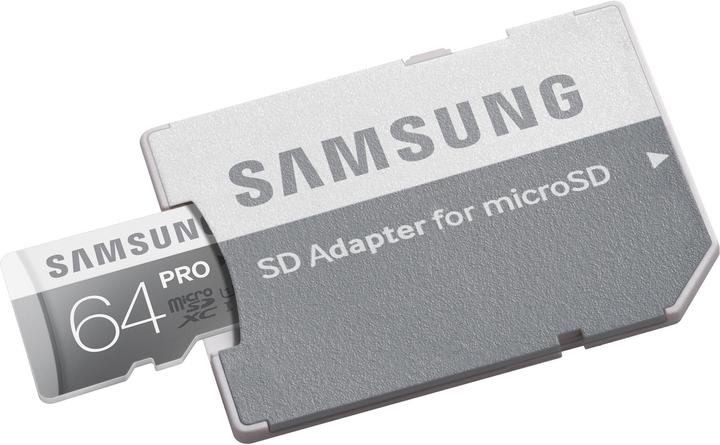 Produktbild Samsung Pro microSDXC mit Adapter (64 GB, microSDXC, U1, UHS-I)