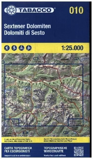 Actual product image Tabacco topographic hiking map Sesto Dolomites. Dolomiti di Sesto