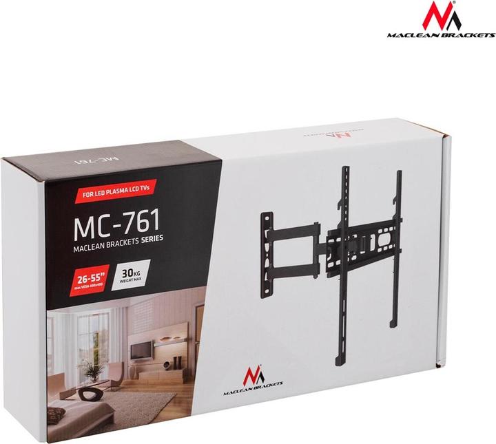 Actual product image Maclean MC-761 - VESA Monitor/TV Holder, 26-55", black, 30 kg (Wall, 55", 30 kg)