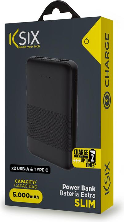 Image du produit KSIX POWER BANK 5.000 MAH USB + USB C-A CABLE BLACK (5000 mAh, 10 W, 10 Wh)