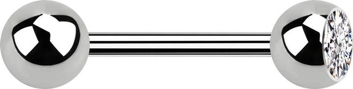 Produktbild Star Piercing Barbell silber mit Kugel und Kugel Kristall silber (ohne Messing, Titan G23)