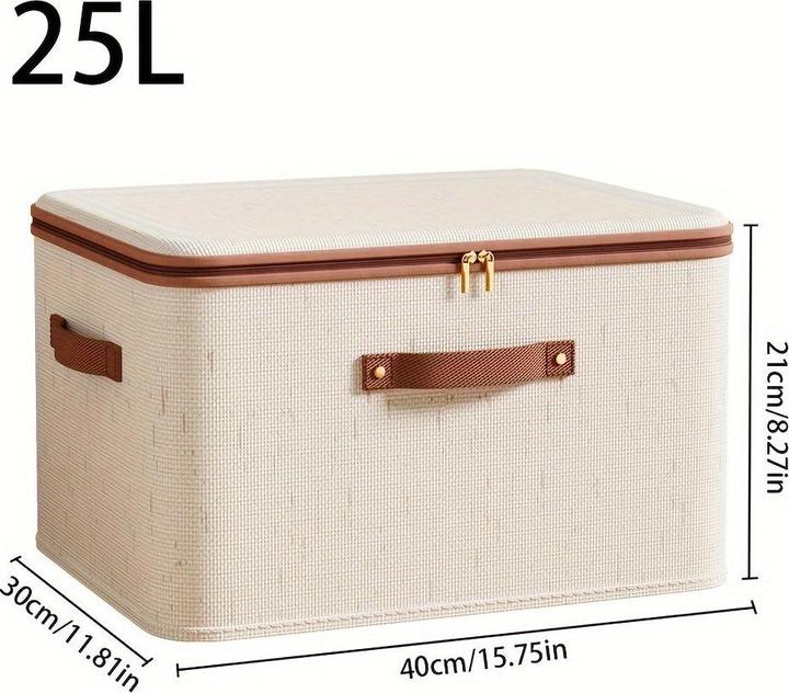 Produktbild Only-Bags.Store 1pc Leinen Zipper Quilt Storage Bins mit Deckel, Leinengewebe, kratz- und verschleissfest