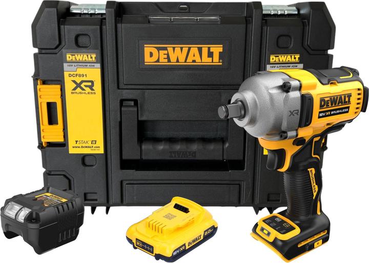 Produktbild DeWalt DCF 891 D1T Akku Schlagschrauber 18 V 1084 Nm 1/2" Brushless + 1x Akku 2,0 Ah + Ladegerät + (Batteriebetrieb)