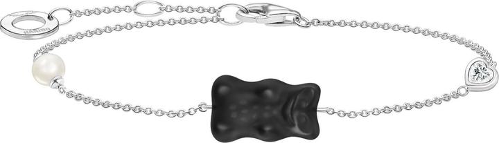 Image du produit Thomas Sabo Bracelet avec ours en or noir, perle et pierre (19 cm, Argent sterling 925, Perles d'eau douce)