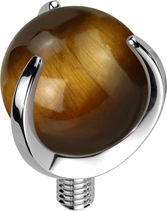 Actual product image Star Piercing Dermal Anchor silver ball tiger eye stone set (without brass, Titanium G23, Mineral)