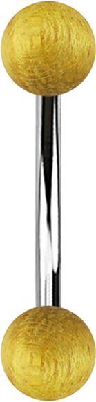 Immagine prodotto Star Piercing Banana d'argento con due palline di legno di jackfruit (Acciaio chirurgico 316L, senza ottone, Organico)