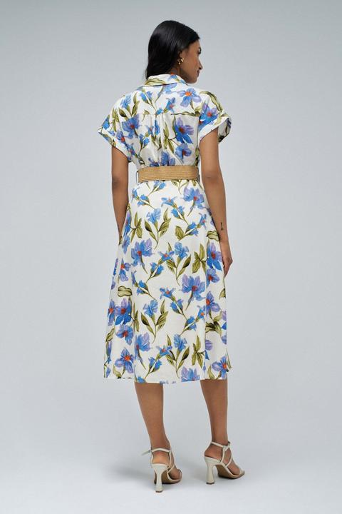 Produktbild Salsa Jeans Midikleid Linen Shirt Dress With Front Buttoned Belt (S)